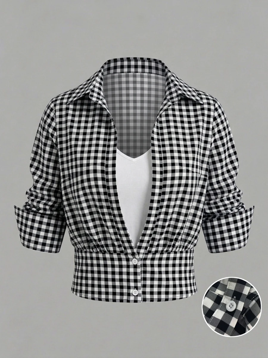 GlowEve CURVE Plus Size Blouses - Black and White - View 1