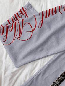 Attitoon Guitar & Letter Graphic Sweatpants - Multicolor - View 8