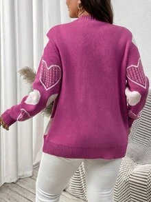 Elenzga Cárdigans de talla grande - Rojo violeta - Ver 2