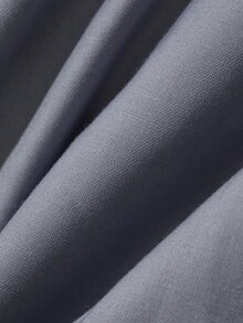 DAZY Solid Asymmetrical Hem Wrap Placket Shirt - Blue - View 3