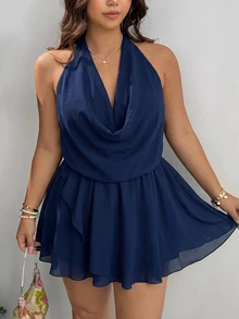 GalTyme Plus Size Dresses - Navy Blue - View 4