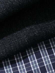 FRIFUL Plaid Print Drop Shoulder Zip Up Denim Jacket Everyday Going Out School Navy Blue And White Autumn Casual Streetwear Street - Blue - View 8