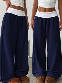 SHEIN Pantalones de Chándal Niñas (8-12) - Azul Marino - Ver 2