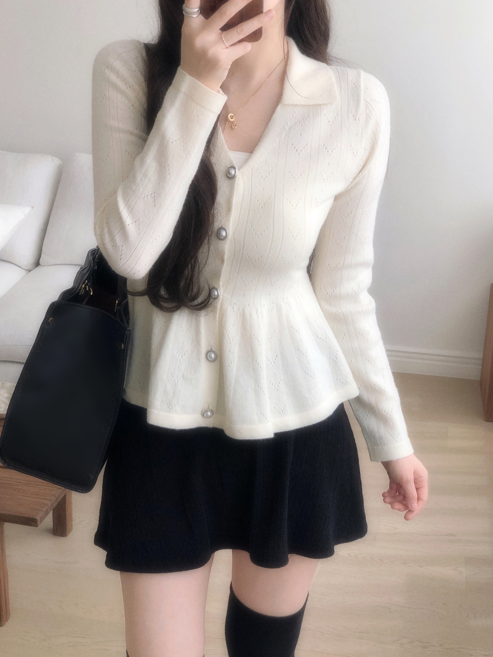 Solid Button Through Peplum Cardigan Fall