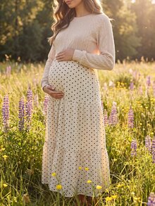 Boho Mama Maternity Ruffle Hem Dress Fall - Khaki - View 3