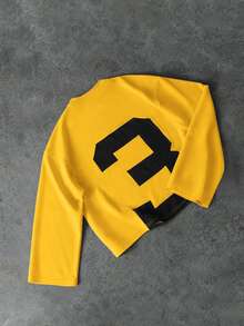 PAVTROS Camiseta de hombre con gráfico de letras y hombros caídos - Amarillo - Ver 6
