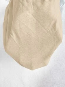 SHEIN Clasi Camiseta de cuello en V con detalle de botones de color sólido - Albaricoque - Ver 7