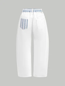SHEIN PETITE High Waist Straight Leg Jeans - White - View 9