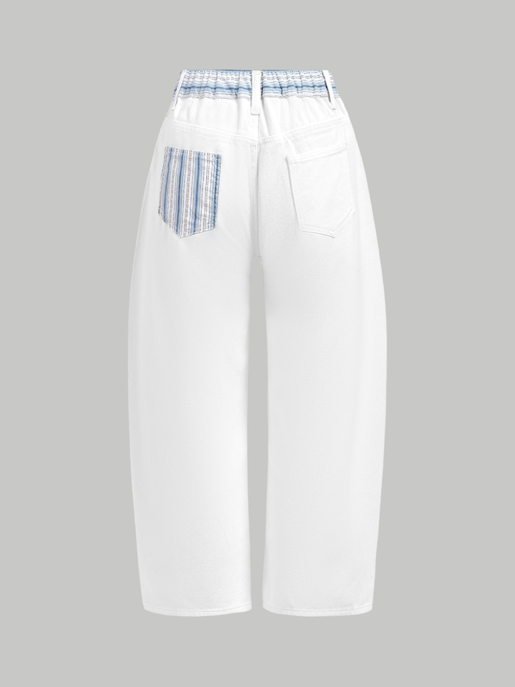 SHEIN PETITE High Waist Straight Leg Jeans - White - View 9