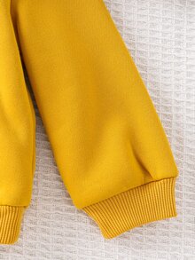 SHEIN 男嬰卡通獅子刺繡保暖內裡連帽衛衣 - 黃色 - 查看 5