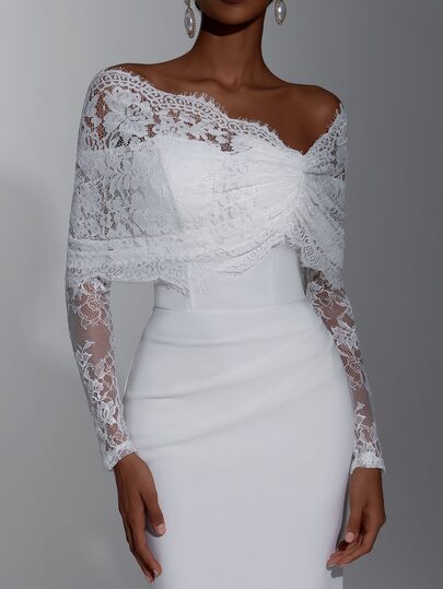 Elitara Off Shoulder Lace Bodice Mermaid Hem Wedding Dress