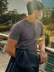 DAZY Men Solid Round Neck Short Sleeve Tee - Grey - View 4