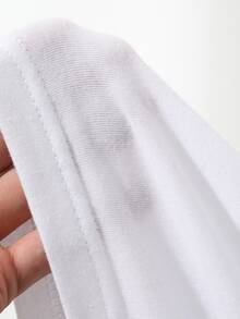 DAZY Camiseta de hombre de color sólido con hombros caídos - Blanco - Ver 3