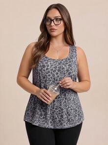 SHEIN Rhythm Era Plus Leopard Print Knit Sports Tank Top - Multicolor - View 5