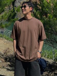 DAZY Men Solid Drop Shoulder Tee - Brown - View 5