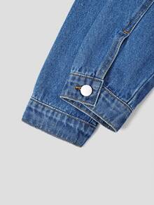 GlowEve Solid Zip Back Denim Dress Brunch Light Blue Autumn Casual Elegant - Medium Wash - View 5