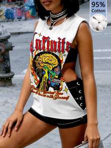 Slaydiva Women Tank Tops Camis Street-Cool High-End Simple Grunge Graphic Streetwear Cool Motorcycle Style Cargo Style Modern Urban Summer White Night Out Concert - Multicolor - View 5