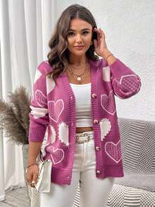 Elenzga Cárdigans de talla grande - Rojo violeta - Ver 5