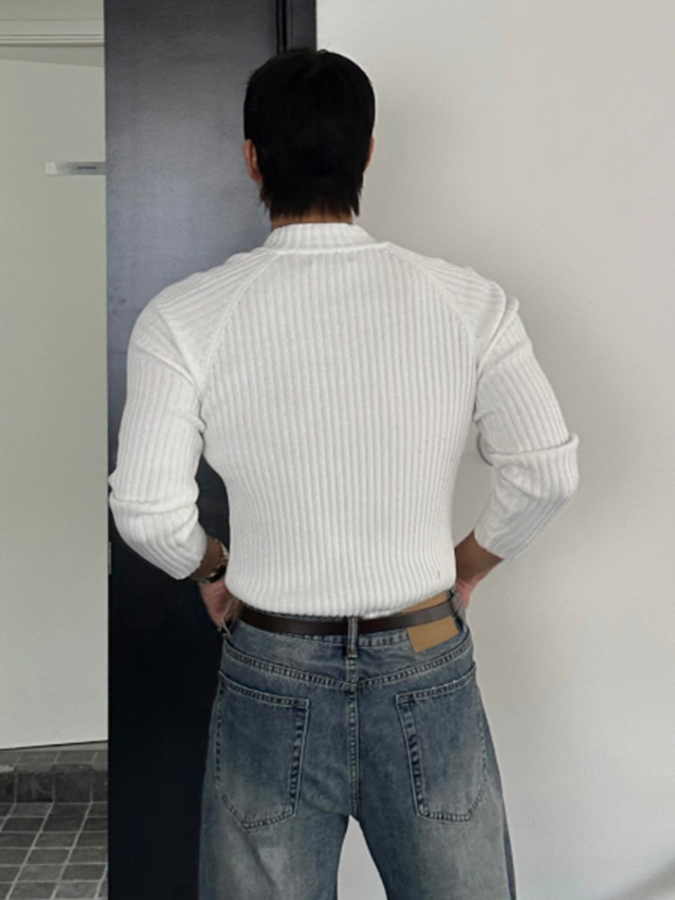Men Half Zip Raglan Sleeve Sweater