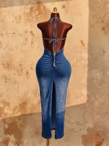 Amplova Women Denim Dresses Fall/Winter - Blue - View 7