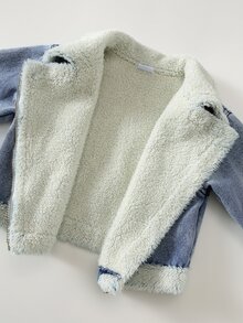 Cozy Pixies 女嬰泰迪絨內裡拉鍊機車夾克 - 藍色 - 查看 5