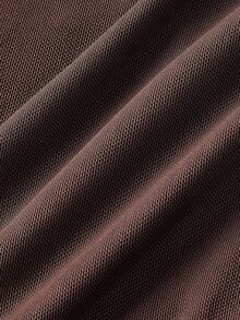 ROMWE Avant Solid Ruffle Trim Tie Backless Halter Dress - Brown - View 3