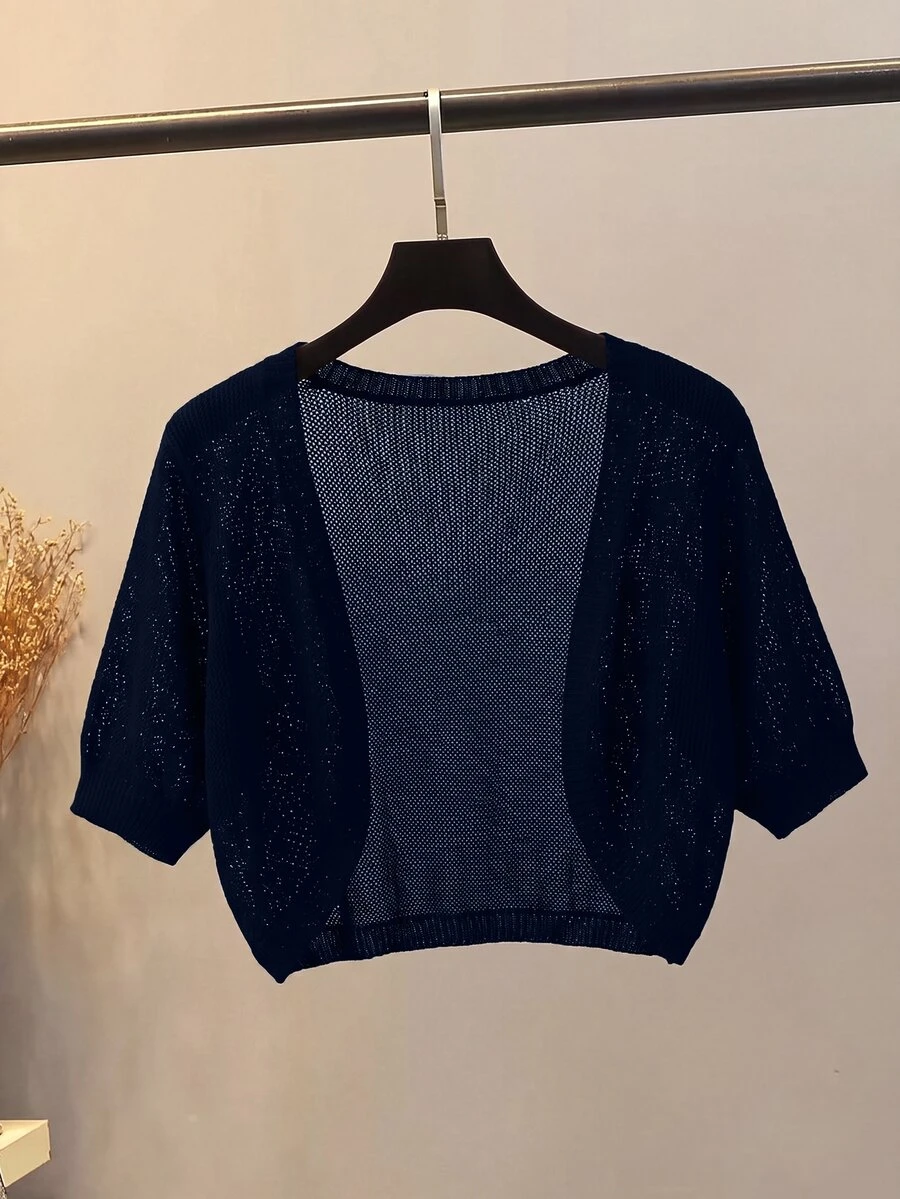GlowEve Women Solid Open Front Lightweight Cardigan - Navy Blue - View 1