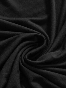 ROMWE Goth Plus Contrast Lace Trumpet Sleeve Tee - Black - View 4