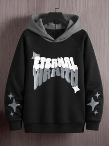 SHEIN Tween Boys Sweatshirts - Black - View 1
