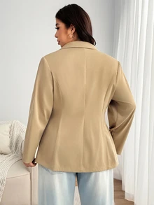 Enliva Plus Size Blazers - Apricot - View 2