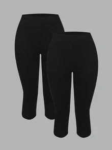 SHEIN Girlism Teen Girls Leggings Pcs - Black - View 1