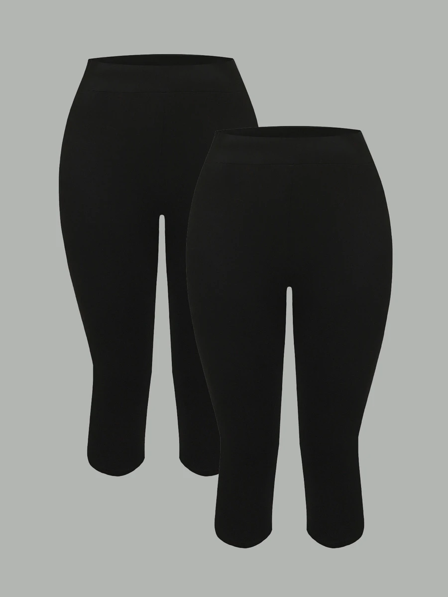 SHEIN Girlism Teen Girls Leggings Pcs - Black - View 1