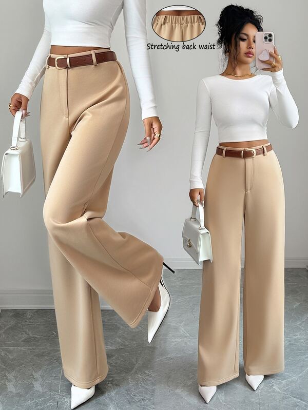 Elenzga High Waist Wide Leg Suit Pants Without Belt