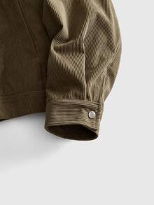 ROMWE MEN Street Life Men Solid Cord Duffle Jacket - Khaki - View 4