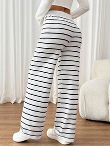 SHEIN PETITE 女士毛衣褲子 - 黑與白 - 查看 2
