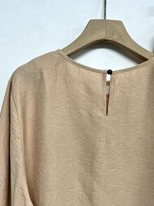 EMERY ROSE Plus Striped Trim Trumpet Sleeve Top & Wide Leg Pants Fall - Khaki - View 5