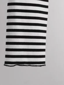 Resyla Striped Tie Front Crop Blouse - Black and White - View 7