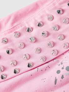 ROMWE Y2K Atasan Halter Berkerut Motif Dandelion Dopamine Dressing - Baby Pink - View 3