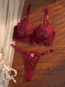 Divavoom Plus Size Bra And Panty Sets - Burgundy - View 7