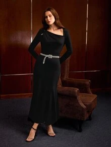 MOTF WOMEN MIDI DRESSES - Dark Grey - View 7