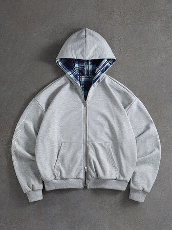 Street Life Veste à capuche zippée à carreaux pour hommes
