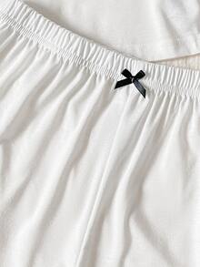 Regata com Laço na Frente e Costas Nadador & Shorts para Menina Pré-Adolescente - Branco - Visão 5
