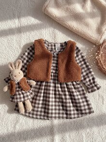 SHEIN Playful Pals فساتين للأطفال البنات - بني - مشاهدة 1