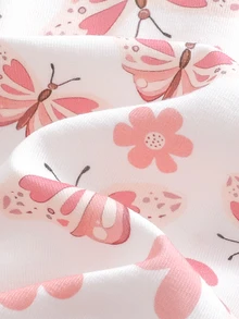 Cozy Pixies Newborn Baby 2pcs Butterfly Heart Print Zip Up Footed PJ Jumpsuit - Mustard Yellow - View 6