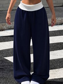 SHEIN Pantalones de Chándal Niñas (8-12) - Azul Marino - Ver 3