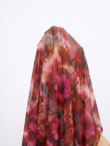 BizChic Pink Floral Mesh Top Without Bra Night Out Party Autumn Sexy - Orange - View 3
