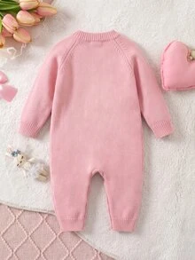 SHEIN Newborn Baby Sweater Onesies - Pink - View 6
