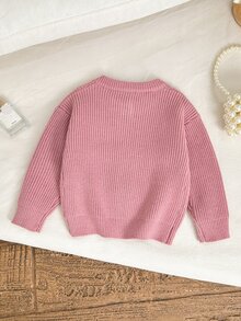 Cozy Pixies Baby Girl Bow Front Button Placket Cardigan - Pink - View 2