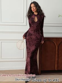 EastFlair Plus Size Dresses Fall - Burgundy - View 2