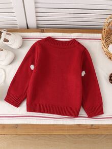 SHEIN Vintaside Kids سويترات للأطفال البنات - الأحمر - مشاهدة 2